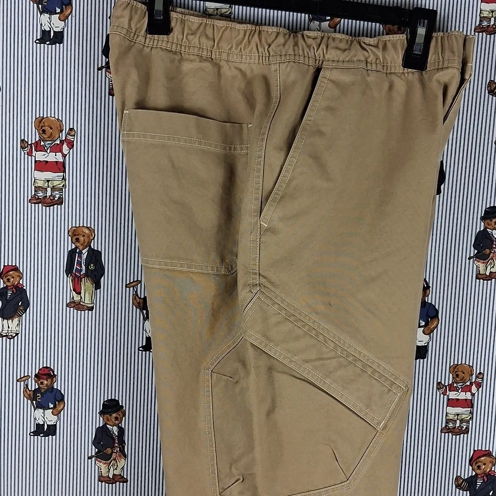 Jordan Brand Khaki Flat Front Drawstring Button & Zipper SZ SM  Cargo Pants